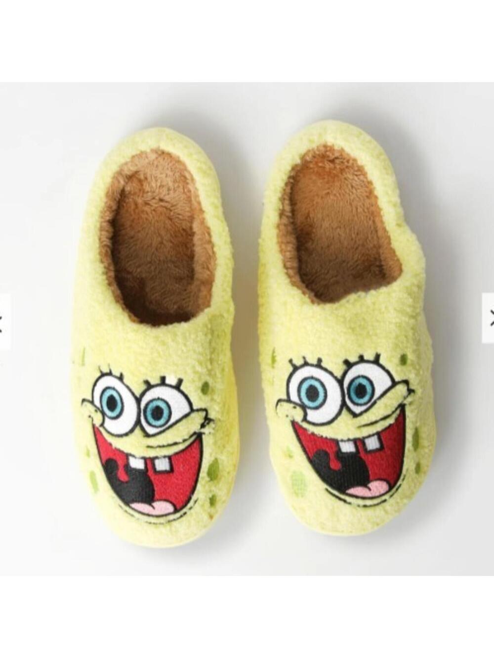 SpongeBob SquarePants Slippers Mens Medium Smiling Face Cartoon Gift Fun!